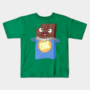 Cute happy chocolate candy bar cartoon character Kids T-Shirt